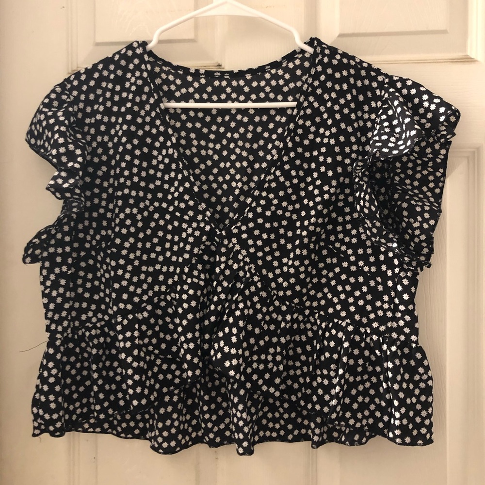 Navy Floral Crop Top